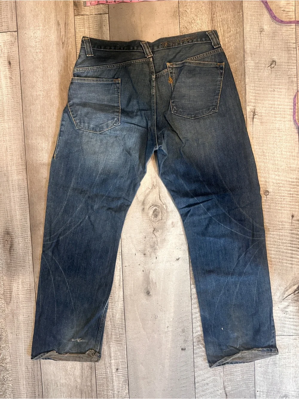 Volcom Men's Straight Wide Leg Dark Blue Jeans